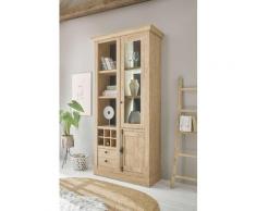 Vitrinenschrank mit Flaschenregal 105 cm Eiche gebürstet Optik Cardiff