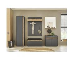 Garderoben-Set 5-teilig mit Schrank und Spiegel anthrazit + Eiche Nr. 4 Boston