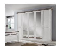 Kleiderschrank weiß 262 cm Pinie grau 5-türig Locarno