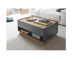 Couchtisch 90x60 cm Höhe 38 cm Eiche Anthrazit mit 1x Schubkasten BOSTON