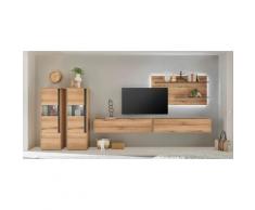 Wohnwand Eiche 440 cm 5-teilig Nr 22 mit Beleuchtung Boston