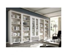 Regalwand mit Vitrine Massivholz weiß 418 cm CORDOBA