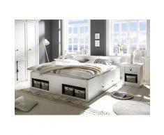 Funktionsbett 180x200 cm weiß Pinie mit 2x Bettschubladen WALES