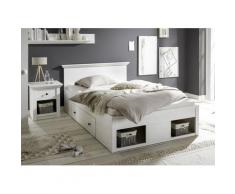 Funktionsbett 140x200 cm weiß Pinie mit 2x Bettschubladen WALES