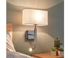 Wandleuchte Lucande, Jettka, Metallisch, für Wohnzimmer, Stoff / Textil Modern