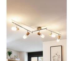 Deckenleuchte Lindby, Christoph, dimmbar, Metallisch, für Schlafzimmer, Holz Landhaus / Rustikal