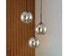 Pendelleuchte Lindby, Jurian, dimmbar, Grau, für Wohnzimmer, Glas Modern
