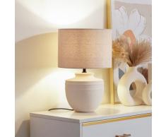 Tischleuchte Lindby, Thalassia, Beige, für Esszimmer, Keramik Modern