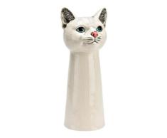 Vase Katzenkopf aus Keramik Weiß