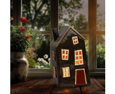 Windlicht Haus aus Steingut 1 bunt