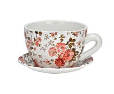 Blumentopf Pflanztasse "Blumen" aus Keramik mittel