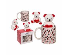 Tasse mit Herzchen & Plüschteddy im Geschenkkarton