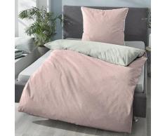 biberna Melange-Flanell Bettwäsche MELANGE UNI rose, 135x200 cm + 80x80 cm