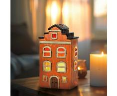 Windlicht Haus aus Steingut 6 bunt