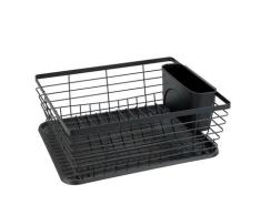 WENKO Geschirrabtropfer Mod. Drip Schwarz, mit herausnehmbarem Besteckkorb