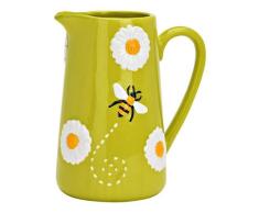 Vase "Blumen & Bienen" aus Steingut Grün