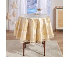 Eldo Tischdecke "Mandala" goldfarben mit Spitzensaum Ø 140 cm Eldo