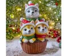 Dekofigur Weihnachtskatzen im Korb
