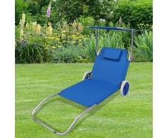 VCM Gartenliege Sonnenliege rollbar Blau