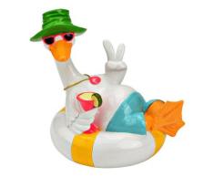 Dekofigur Ente im Schwimmring aus Magnesia