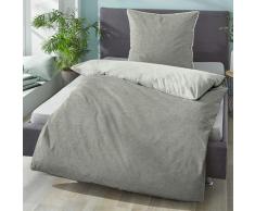biberna Melange-Flanell Bettwäsche MELANGE UNI sturmgrau, 155x220 cm + 80x80 cm
