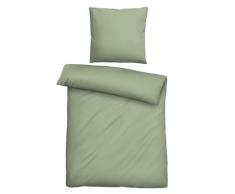 biberna Tencel-Flanell Bettwäsche uni oliv, 155x220 cm + 80x80 cm