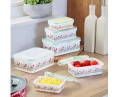 Frischhaltedosen "Blumenmuster" mit Silikondichtung, 6er-Set