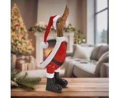 Dekofigur Laufente mit Weihnachtsmütze aus Mangoholz 34 cm hoch