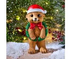 Dekofigur Erdmännchen mit Weihnachtskranz Gainsborough