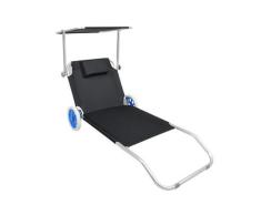 VCM Gartenliege Sonnenliege rollbar Schwarz