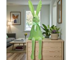 Dekofigur Hase beflockt aus Kunststoff Grün