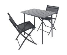 VCM 3-tlg. Gartenset "Sumila" 80 x 55 Schwarz