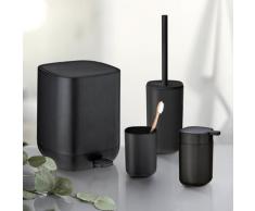 Bad-Accessoire Set „Davos“, 4-tlg., schwarz mit Treteimer WENKO