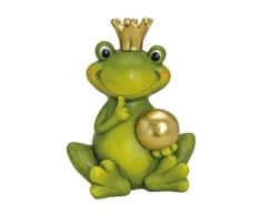 Dekofigur Froschkönig mit goldener Kugel aus Keramik