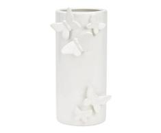 Vase mit 3D Schmetterling Dekor aus Keramik Weiß