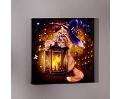 LED Bild Katze mit Laterne