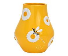 Vase "Blumen & Bienen" aus Steingut Gelb