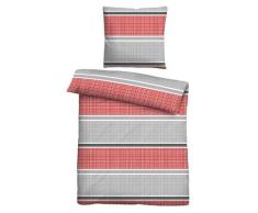 Castell Thermo-Fleece Bettwäsche Querbalken rubin, 1x 155x220 cm + 1x 80x80 cm