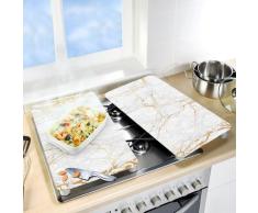 WENKO Herdabdeckplatten Universal Marmor Gold 2er Set, für alle Herdarten