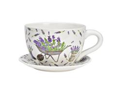 Blumentopf Pflanztasse "Lavendel" aus Keramik groß