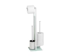 WENKO Stand WC-Garnitur Mod. Rivalta Weiß, integrierter Toilettenpapierhalter und WC-Bürstenhalter