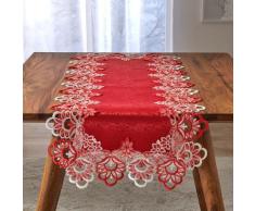 Jacquard-Tischläufer mit filigranem Spitzensaum rot Eldo
