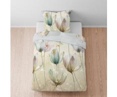 biberna Baumwoll-Satin Bettwäsche TULPE perlmutt, 1x 155x220 cm + 1x 80x80 cm