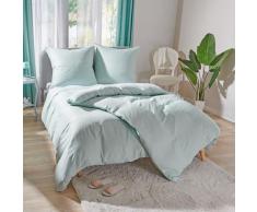 Tencel Bettwäsche grün mit Kühleffekt 3-tlg.: Bettbezug, Kissenbezug + Bettlaken Eldo