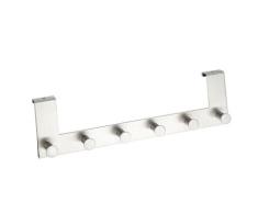 WENKO Türgarderobe Edelstahl Mod. Celano, 6 Haken, für Türfalzstärken bis 2 cm