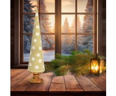 Deko-Tannenbaum aus Mangoholz & Texil beige mittel