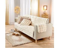 Sofaüberwurf 3-Sitzer "Bubble-Fleece" 180 x 150 cm creme Eldo