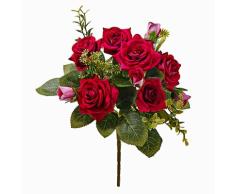 Kunstblume Rosenstrauß dunkelrot