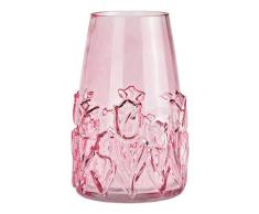 Vase mit Blumendekor pink/rosa 22 cm Höhe