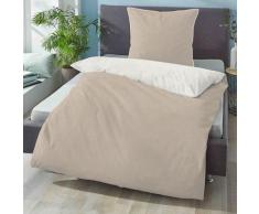 biberna Melange-Flanell Bettwäsche MELANGE UNI kitt, 200x200 cm + 2x 80x80 cm